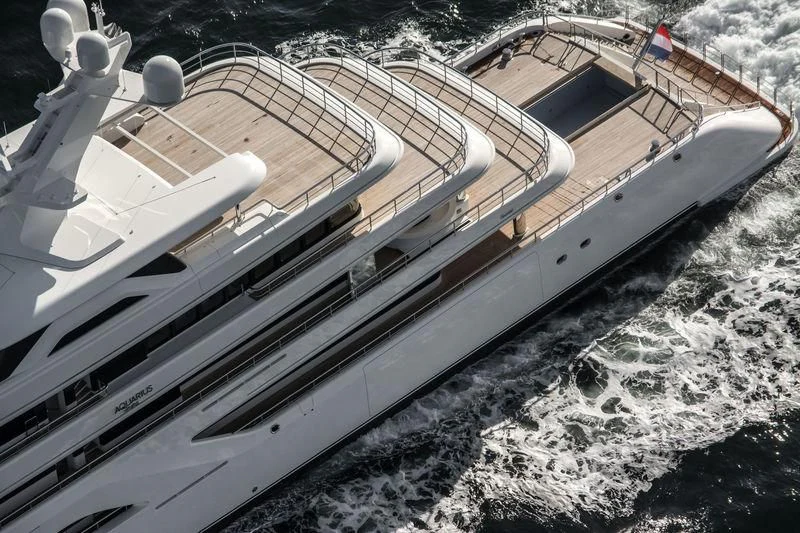 a large white boat aboard AQUARIUS Yacht for Sale