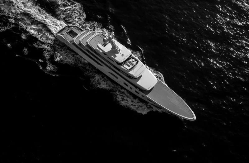 a satellite in outer space aboard AQUARIUS Yacht for Sale