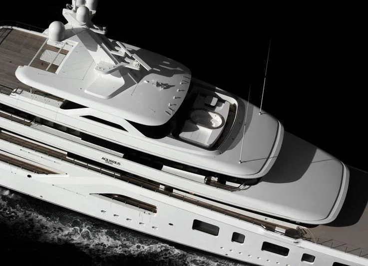 a space ship in space aboard AQUARIUS Yacht for Sale
