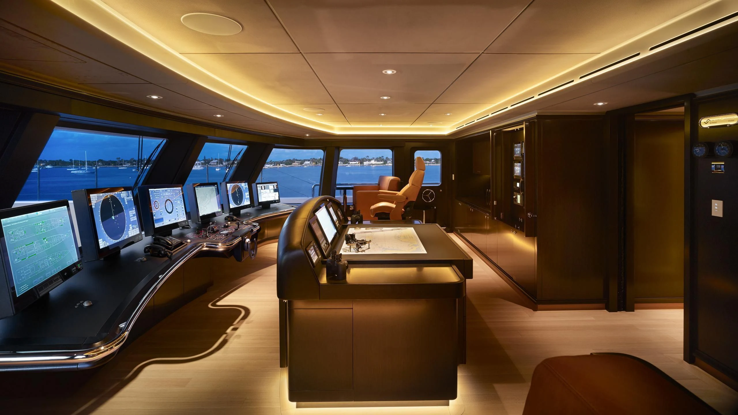an office with computers aboard AQUARIUS Yacht for Sale