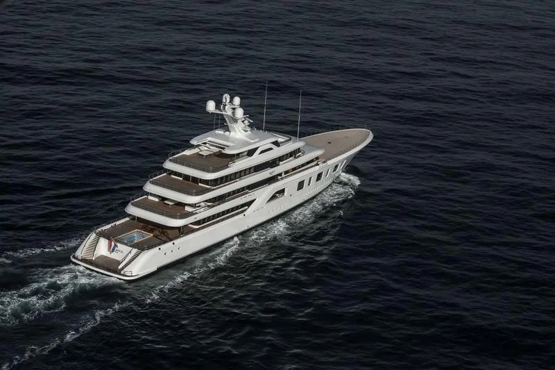 a boat in the water aboard AQUARIUS Yacht for Sale