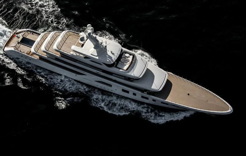 a space ship in space aboard AQUARIUS Yacht for Sale