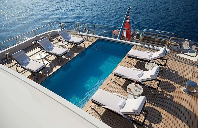 a boat on the water aboard AQUARIUS Yacht for Sale
