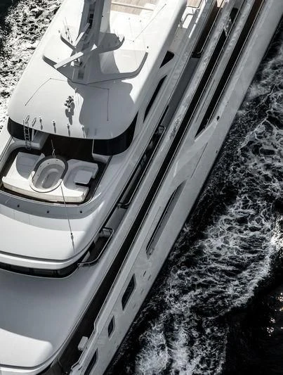 a car on the road aboard AQUARIUS Yacht for Sale