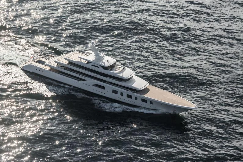 a ship in the water aboard AQUARIUS Yacht for Sale