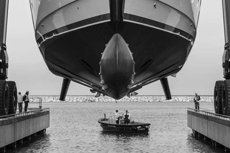 a large airplane over water aboard NIMIR Yacht for Sale