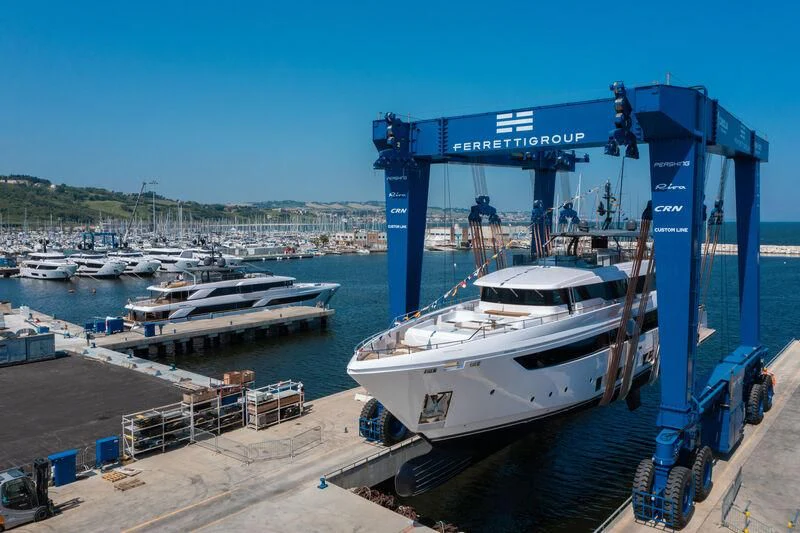 a boat docked at a pier aboard NIMIR Yacht for Sale