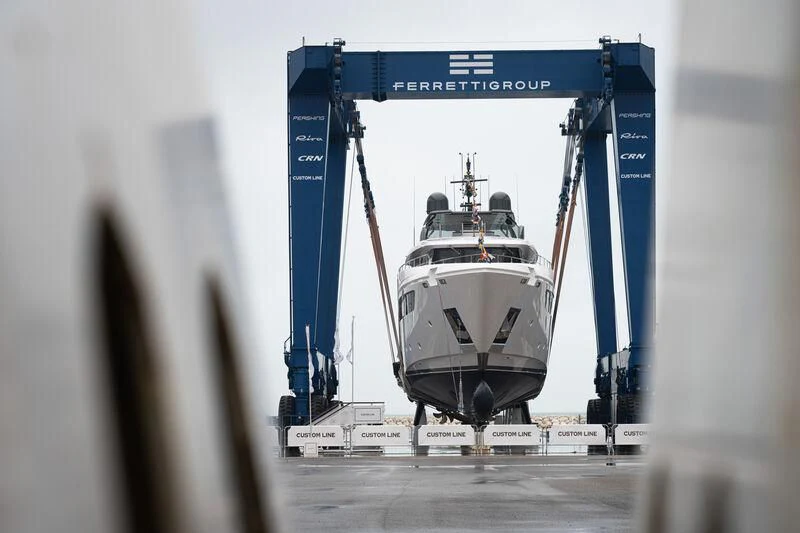 a large white ship aboard NIMIR Yacht for Sale