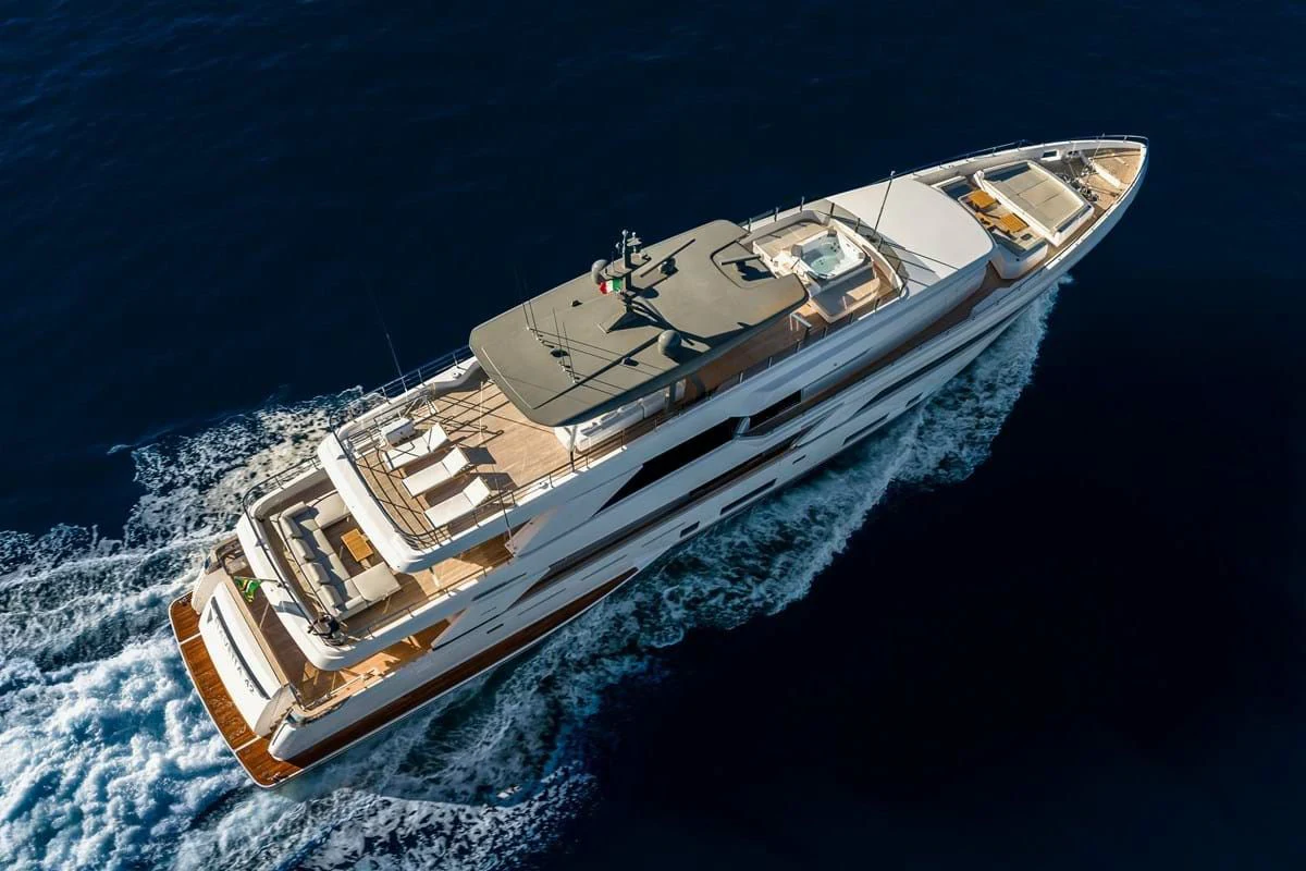 a high angle view of a boat aboard NIMIR Yacht for Sale