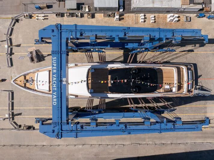 a large metal object with a hole in the middle aboard NIMIR Yacht for Sale