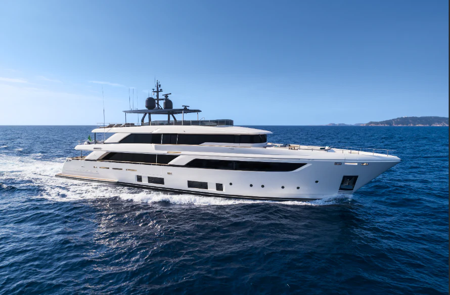 a white yacht on the water aboard NIMIR Yacht for Sale
