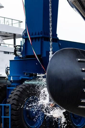 a large blue machine aboard NIMIR Yacht for Sale