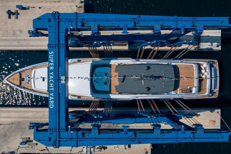 a large machine with a large piece of metal on it aboard NIMIR Yacht for Sale