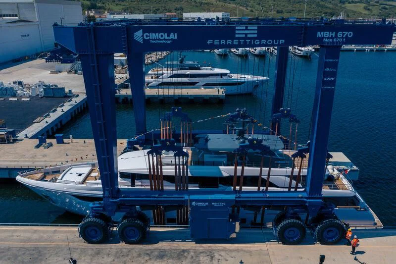 a boat on a trailer aboard NIMIR Yacht for Sale