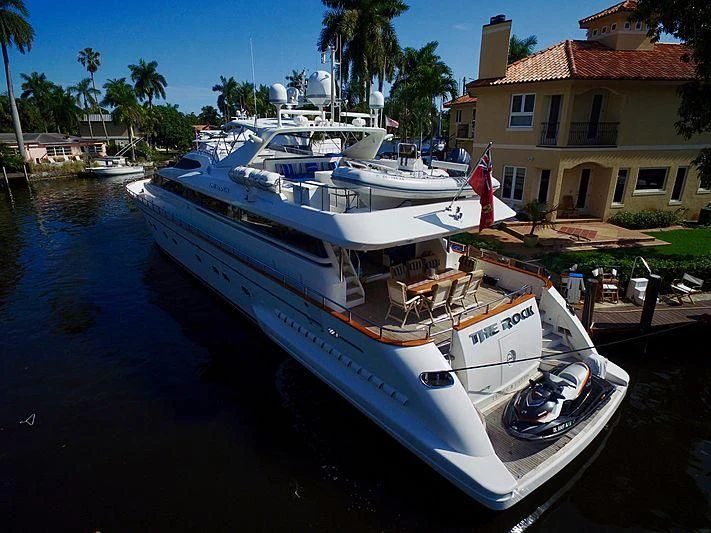 a boat docked at a pier aboard THE ROCK Yacht for Sale