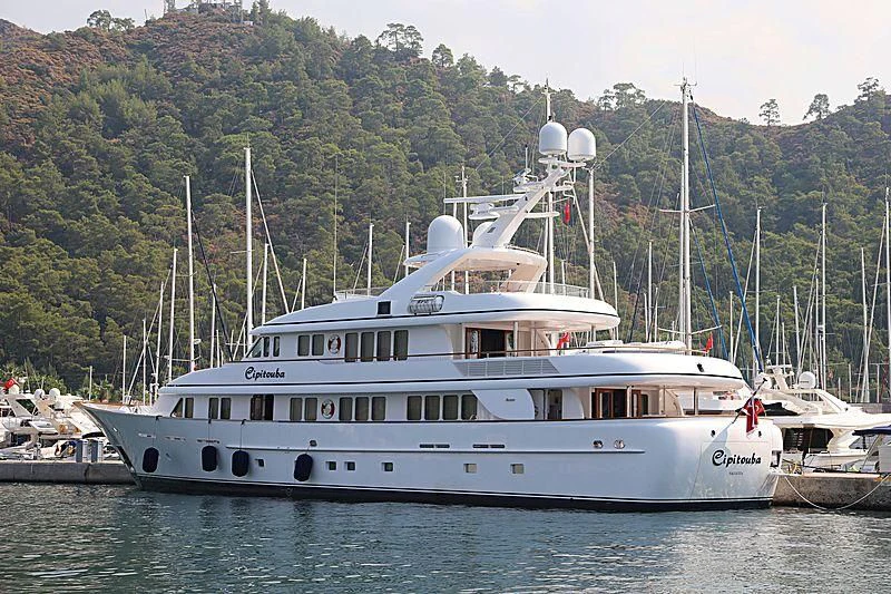 a large white boat in the water aboard CIPITOUBA Yacht for Sale