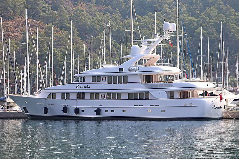 a large white yacht aboard CIPITOUBA Yacht for Sale
