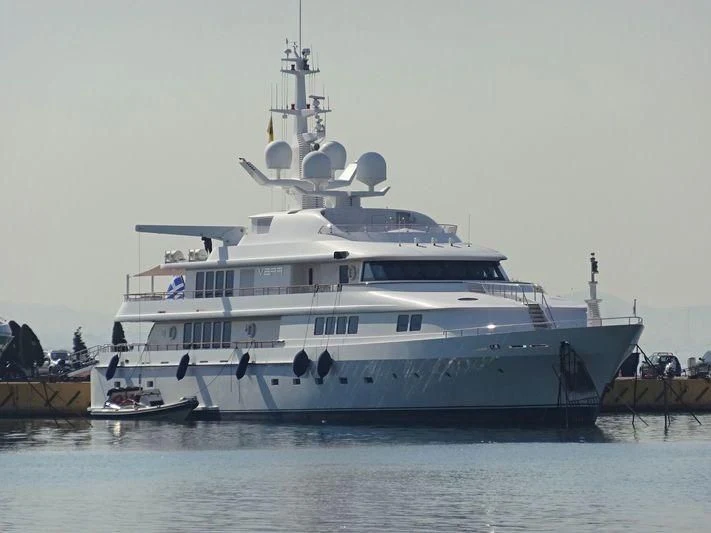 a large white ship aboard VERA Yacht for Sale