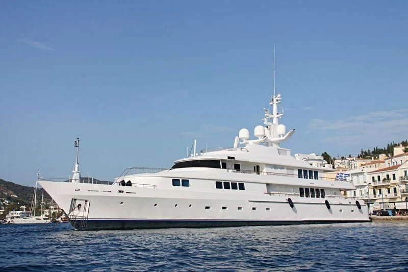a white boat in the water aboard VERA Yacht for Sale