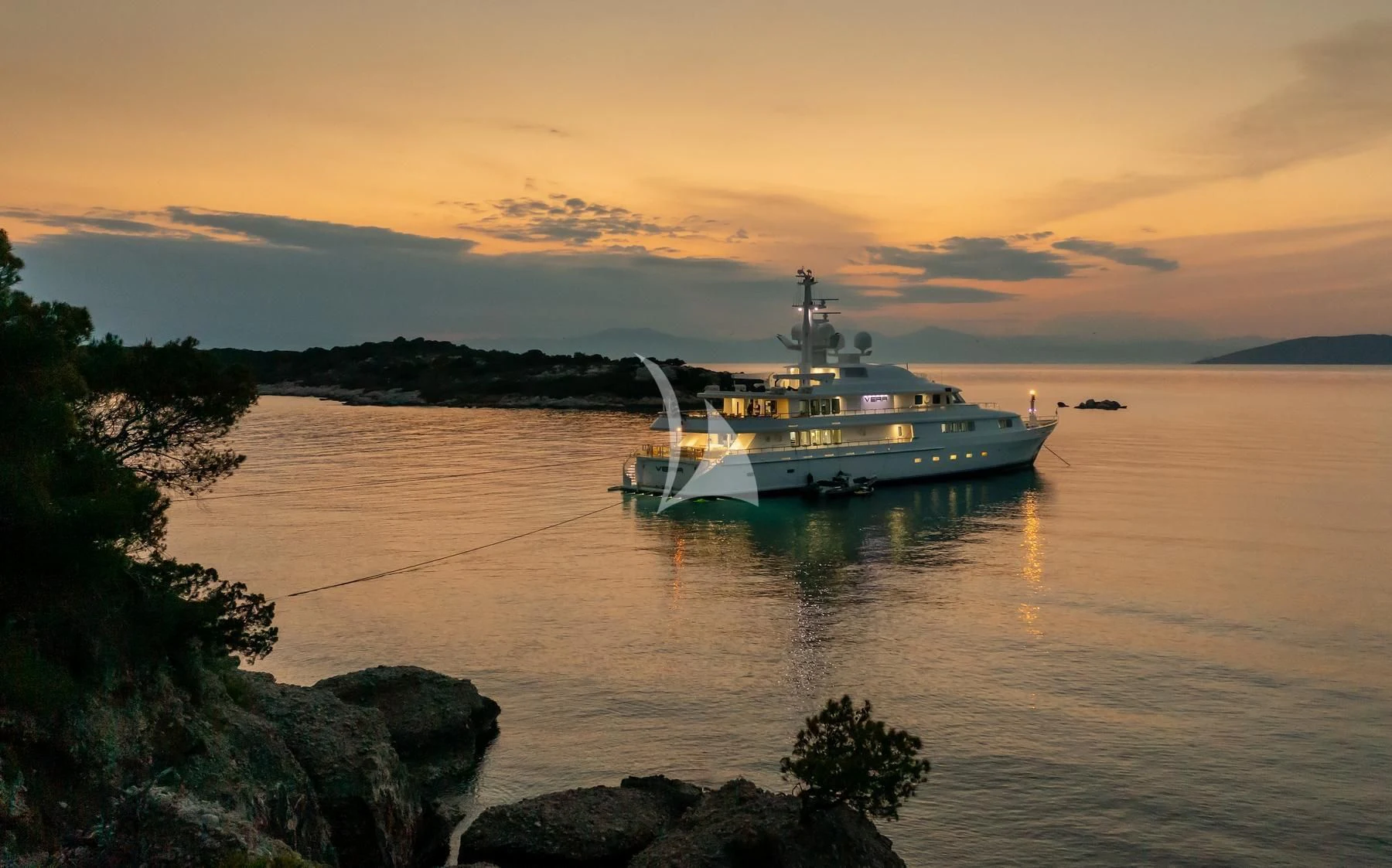 a boat on the water aboard VERA Yacht for Sale