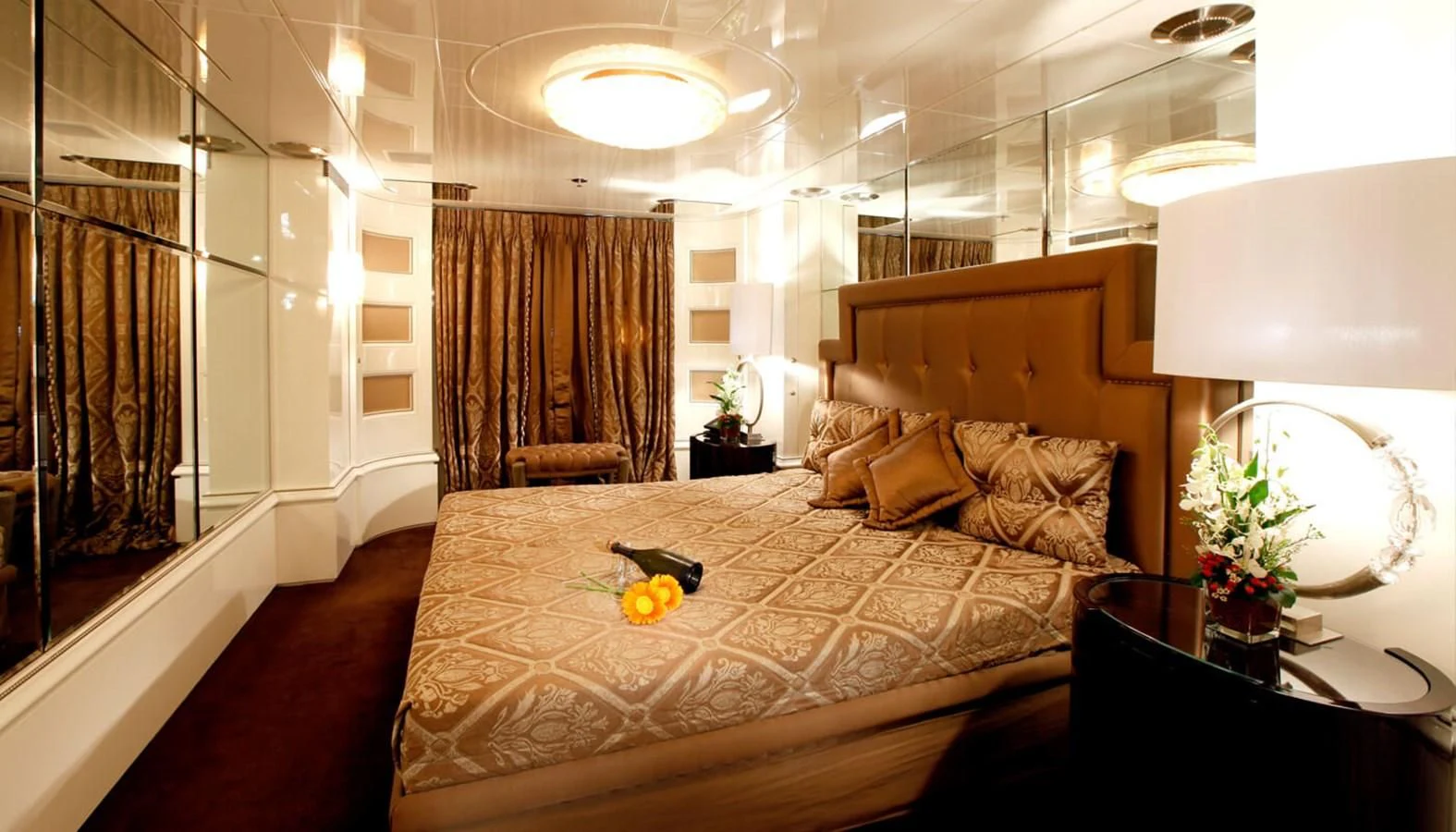 a bed in a room aboard VERA Yacht for Sale