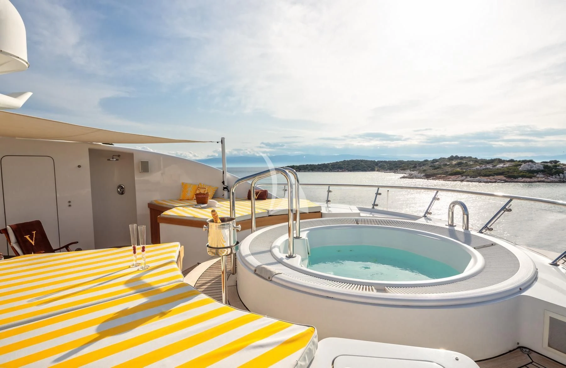 a bathtub with a sink aboard VERA Yacht for Sale