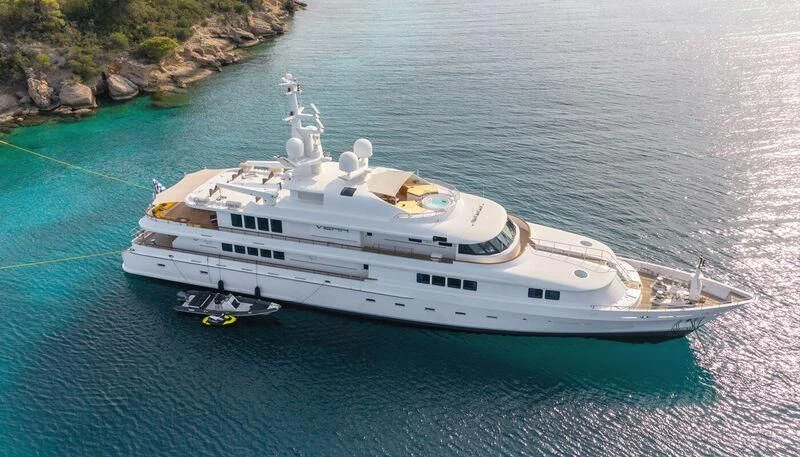 a boat with a rope attached to it aboard VERA Yacht for Sale