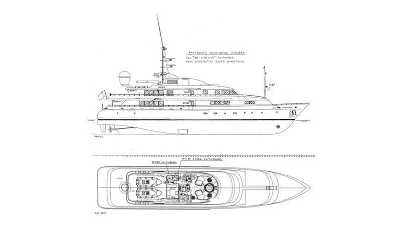 diagram, engineering drawing aboard VERA Yacht for Sale