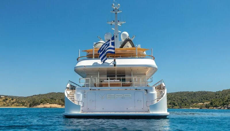 a white boat on the water aboard VERA Yacht for Sale