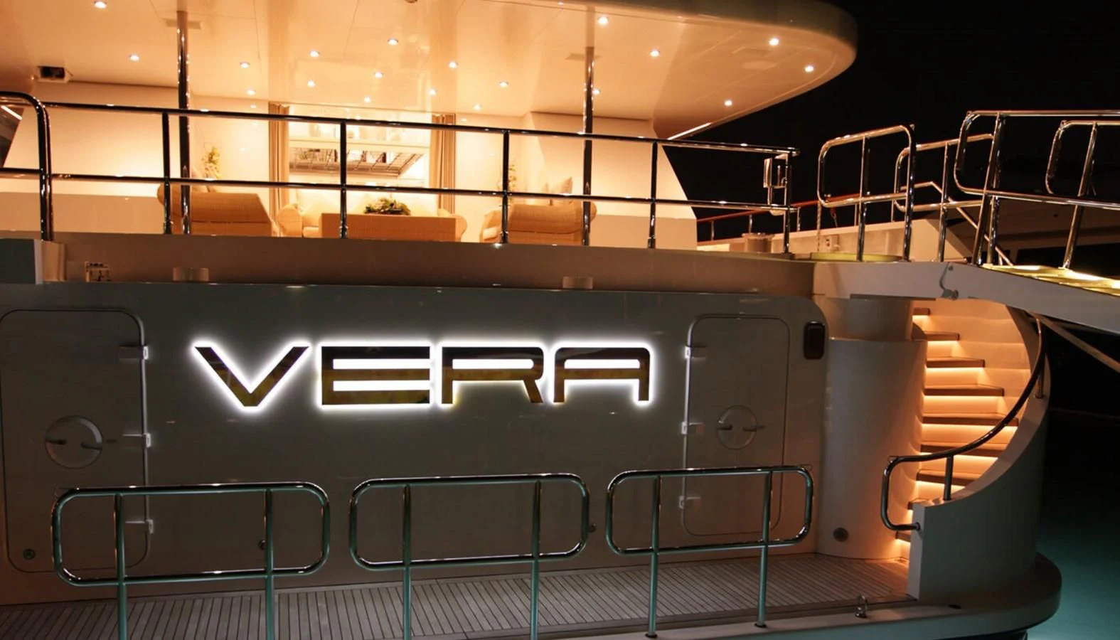 a large metal object with a metal frame aboard VERA Yacht for Sale