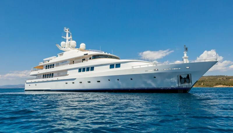 a large white ship aboard VERA Yacht for Sale