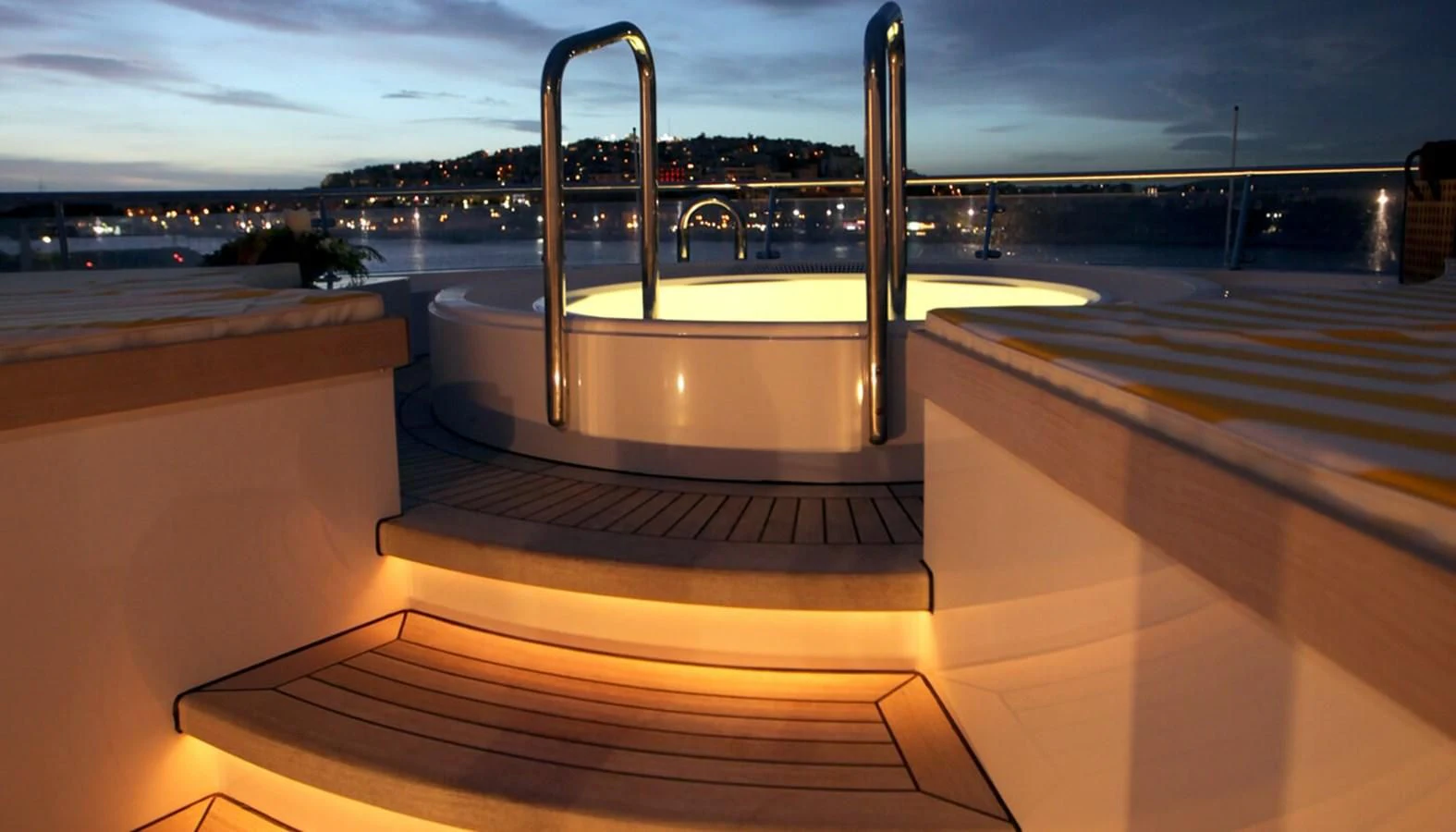a large white machine on a balcony aboard VERA Yacht for Sale