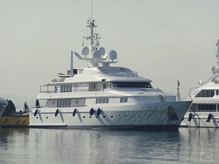 a large white boat aboard VERA Yacht for Sale