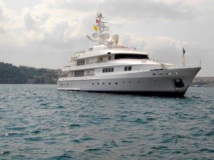 a white boat in the water aboard VERA Yacht for Sale