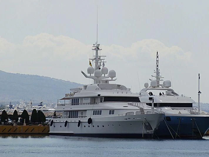 a large white boat aboard VERA Yacht for Sale