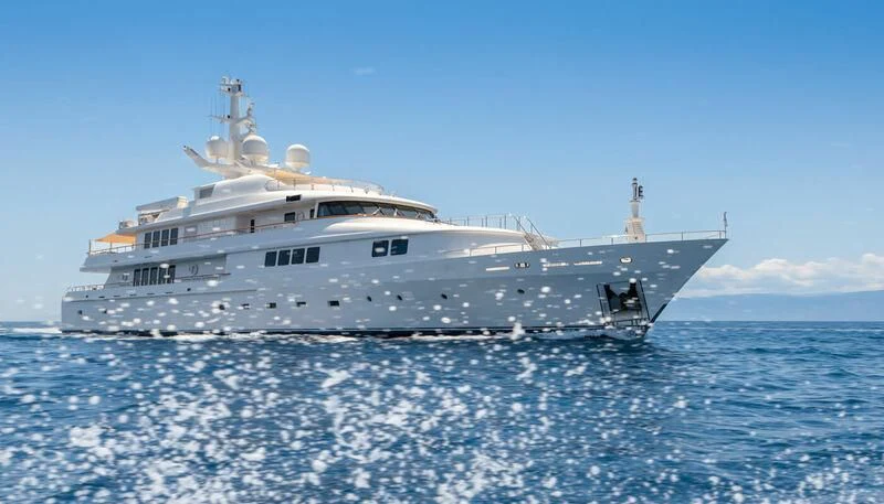 a large ship in the water aboard VERA Yacht for Sale