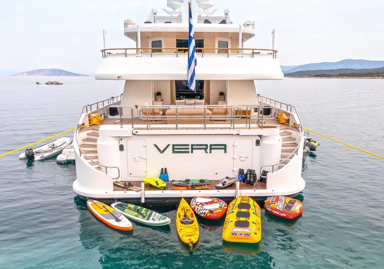 a boat with a dock aboard VERA Yacht for Sale