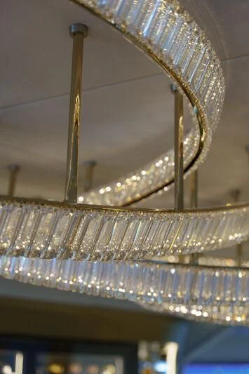 a chandelier with lights aboard THIS IS IT I Yacht for Sale