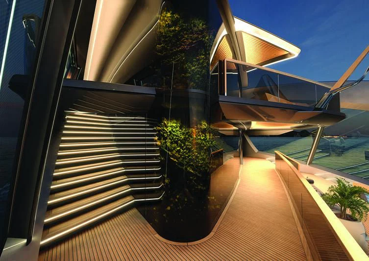 a deck with a pool and a slide aboard THIS IS IT I Yacht for Sale