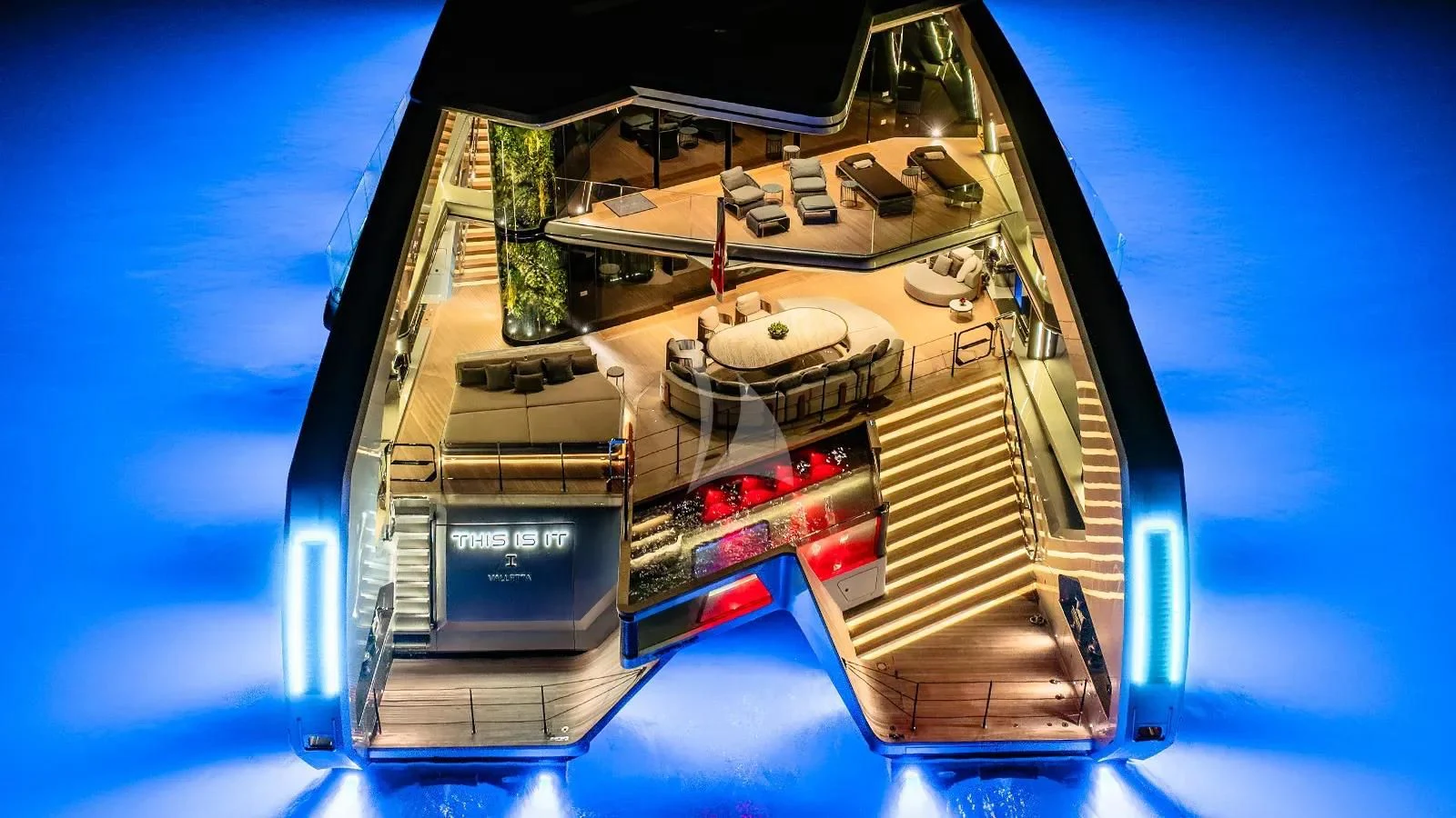 a space ship in the sky aboard THIS IS IT I Yacht for Sale