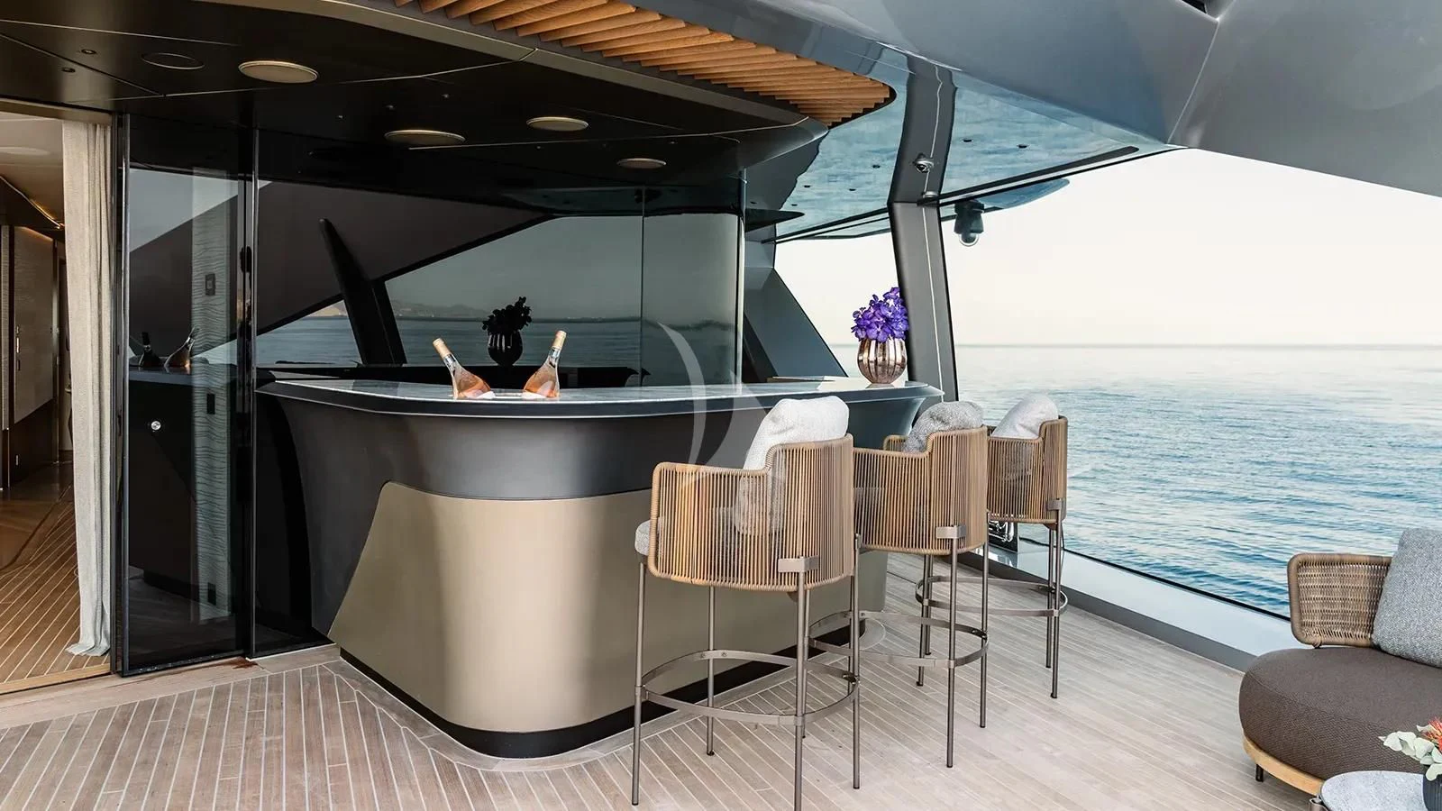a room with a table and chairs aboard THIS IS IT I Yacht for Sale