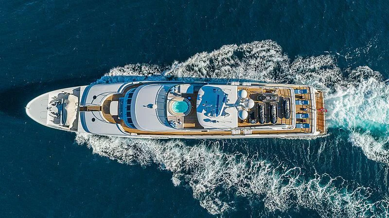 a space ship above the ocean aboard AMORE Yacht for Charter