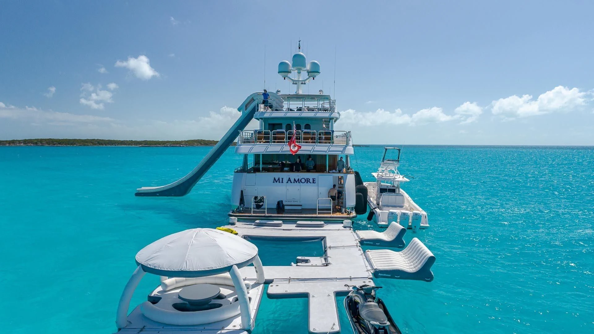 a boat on the water aboard AMORE Yacht for Charter