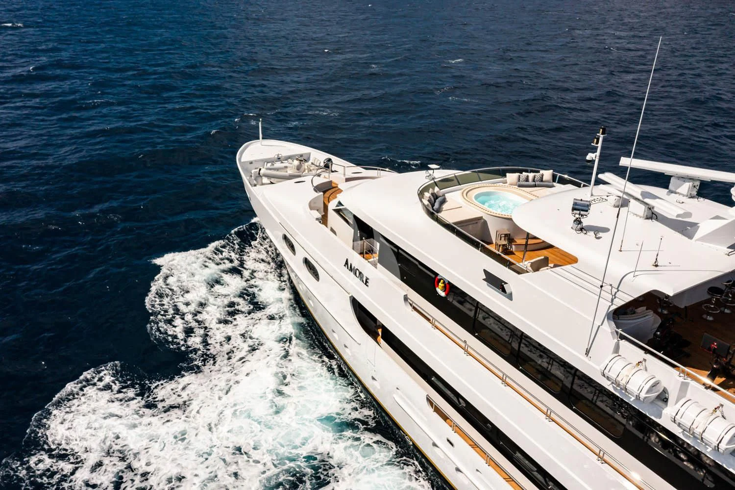 a boat on the water aboard AMORE Yacht for Charter