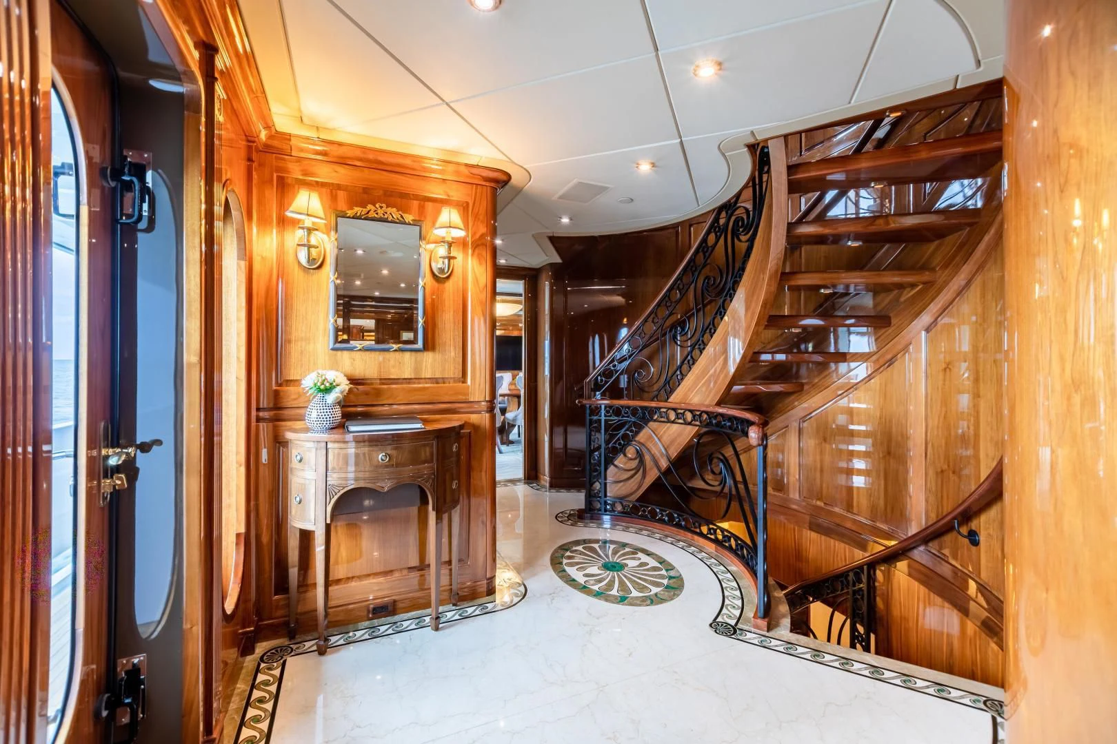 a staircase in a house aboard AMORE Yacht for Charter
