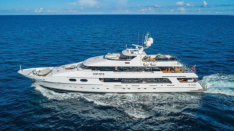 a large white ship in the water aboard AMORE Yacht for Charter