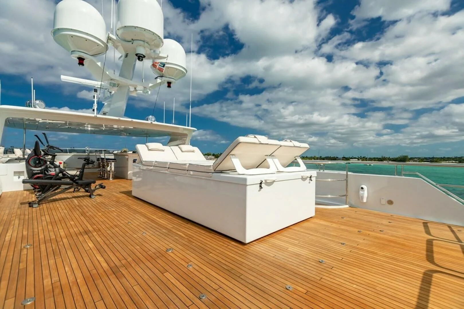 a satellite dish on a deck aboard AMORE Yacht for Charter