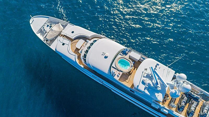 a space ship in the water aboard AMORE Yacht for Charter