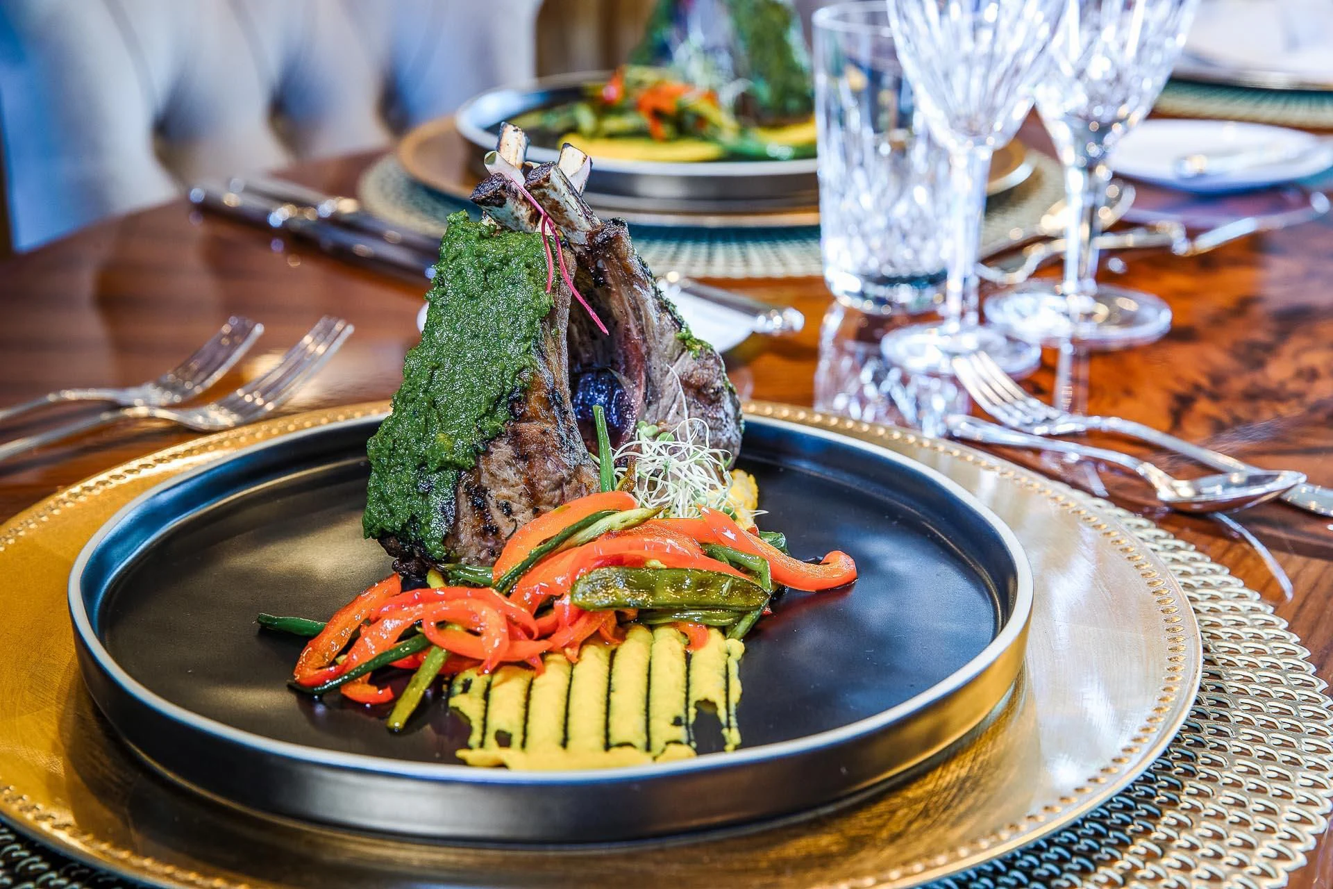 a plate of food aboard AMORE Yacht for Charter