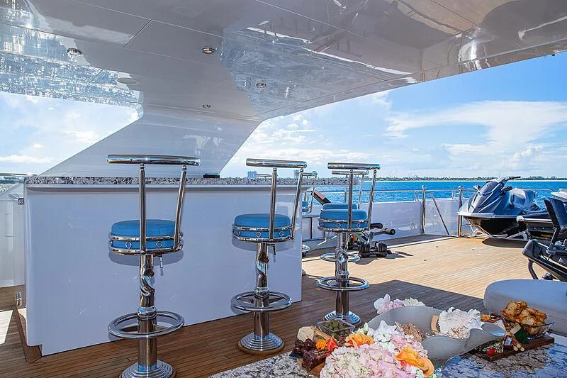 a table with food on it aboard AMORE Yacht for Charter
